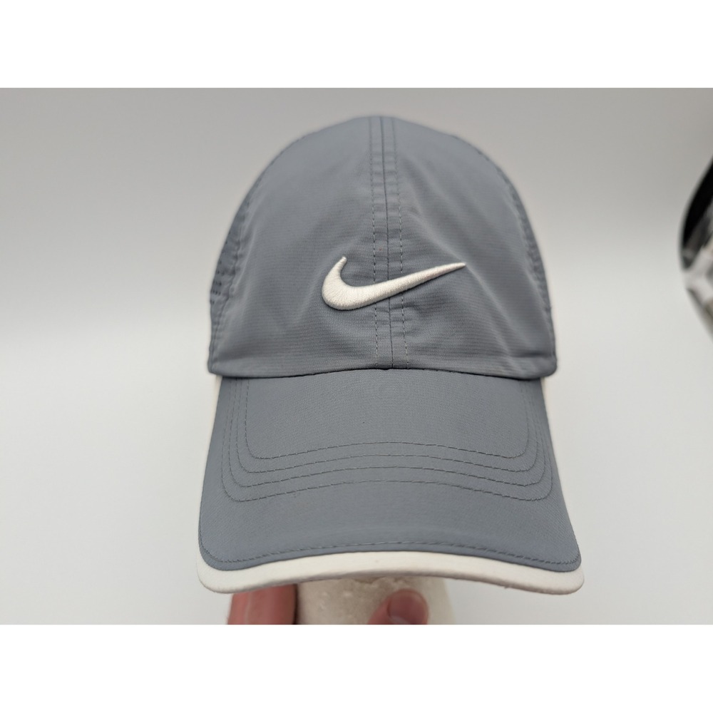 Nike Golf 20XI Hat Gray White Swoosh Perforated Adjustable Strap Cap